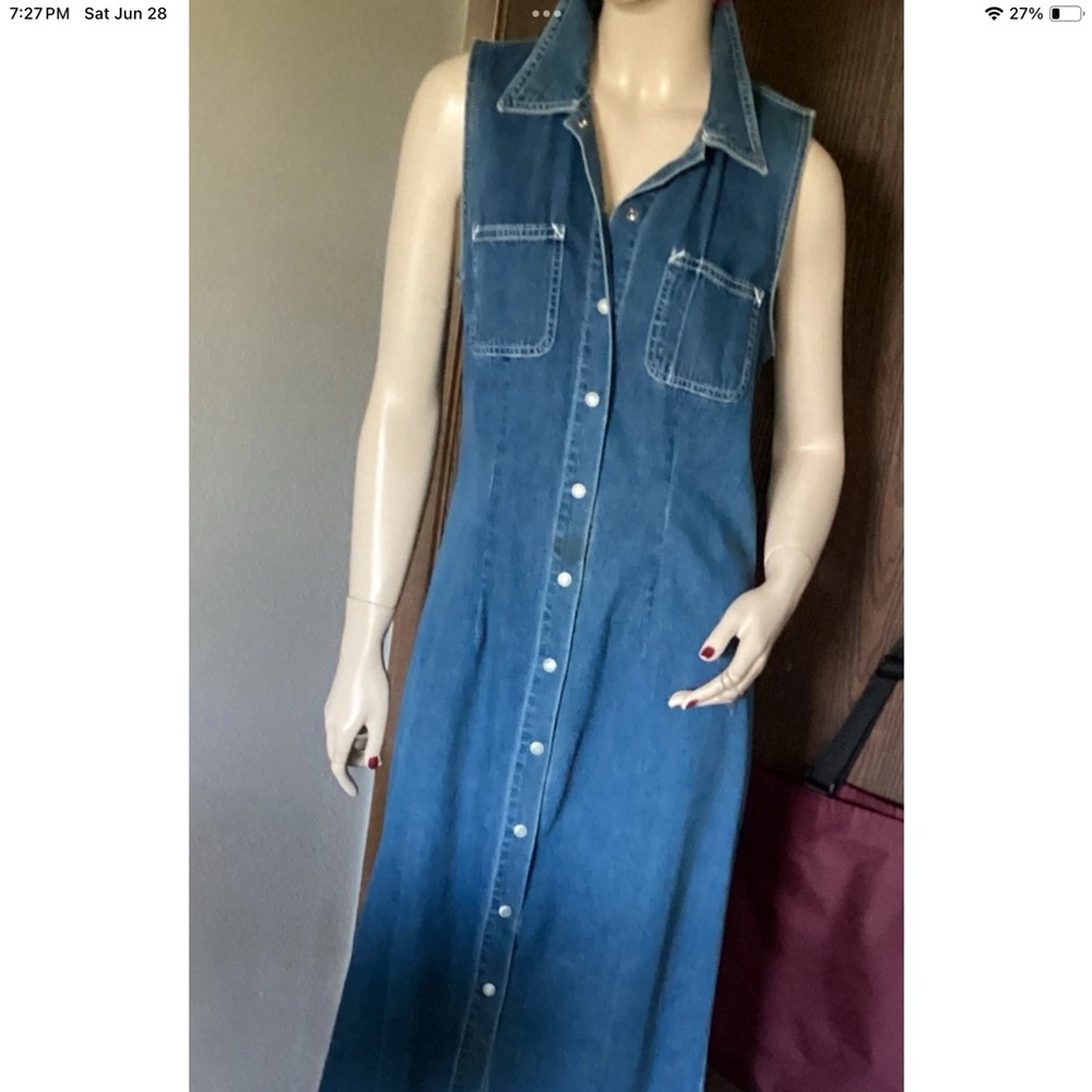 GAP Blue Denim Sleeveless Maxi Dress Casual